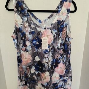 Floral Sleeveless Top - Pink and Blue